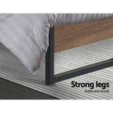 Metal Bed Frame Single Size Mattress Base Platform Foundation Wooden Black OSLO