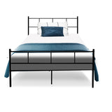 Metal Bed Frame King Single Size Platform Foundation Mattress Base SOL Black