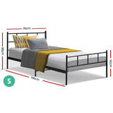 Metal Bed Frame Single Size Platform Foundation Mattress Base SOL Black