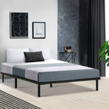 Metal Bed Frame Double Size Mattress Base Platform Foundation Wooden Black TED