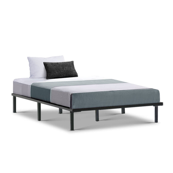 Metal Bed Frame King Single Size Mattress Base Platform Wooden Black TED