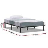 Metal Bed Frame King Single Size Mattress Base Platform Wooden Black TED