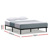 Metal Bed Frame Queen Size Mattress Base Platform Foundation Wooden Black TED