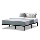 Metal Bed Frame Queen Size Mattress Base Platform Foundation Wooden Black TED