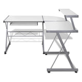 Artiss Corner Metal Pull Out Table Desk - White