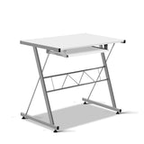 Artiss Corner Metal Pull Out Table Desk - White