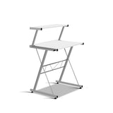 Artiss Corner Metal Pull Out Table Desk - White