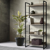 Artiss Bookshelf Wooden Display Shelves Bookcase Shelf Storage Metal Wall Black