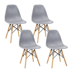 Artiss Set of 4 Retro Dining DSW Chairs Kitchen Cafe Beech Wood Legs Grey