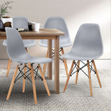 Artiss Set of 4 Retro Dining DSW Chairs Kitchen Cafe Beech Wood Legs Grey