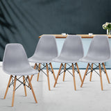 Artiss Set of 4 Retro Dining DSW Chairs Kitchen Cafe Beech Wood Legs Grey