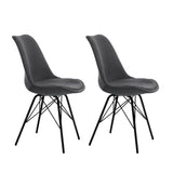 Artiss Set of 2 Dining Chairs DSW Cafe Kitchen Velvet Fabric Padded Iron Legs Grey