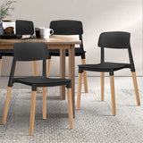 Artiss Set of 4 Belloch Replica Dining Chairs Kichen Cafe Stackle Beech Wood Legs Black