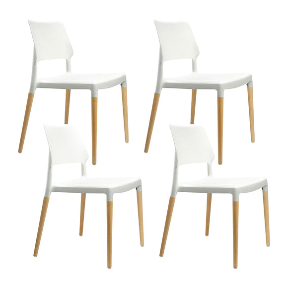 Artiss Set of 4 Belloch Replica Dining Chairs Kichen Cafe Stackle Beech Wood Legs White