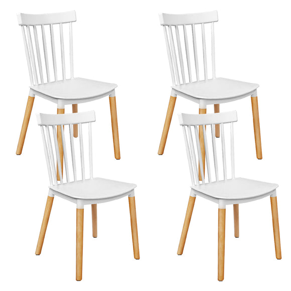 Artiss Set of 4 Dining Chairs Replica Kitchen Chair White Retro Rubber Wood Cafe Seat