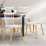 Artiss Set of 4 Dining Chairs Replica Kitchen Chair White Retro Rubber Wood Cafe Seat