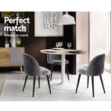 Artiss Set of 2 Velvet Modern Dining Chair - Dark Grey