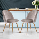 Artiss Set of Two Velvet Modern Dining Chair - Light Grey