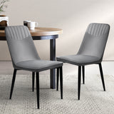 Artiss Set of 2 Dining Chairs Retro Chair Replica New metal Legs High Back Velvet Grey