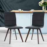 Artiss Set of 2 Dining Chairs Retro Chair New metal Legs High Back PU Leather Black