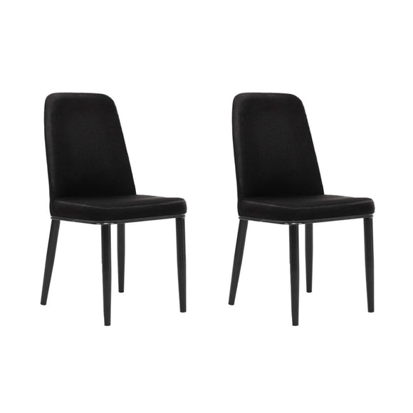 Artiss Set of 2 Dining Chairs Replica Kitchen Chair Black Fabric Padded Retro Iron Leg