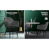 Artiss Set of 2 Dining Chairs Retro Chair Metal Legs Replica Armchair Velvet Grey