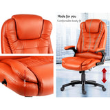 8 Point PU Leather Reclining Massage Chair - Amber