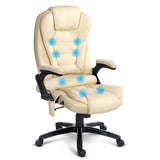 8 Point PU Leather Reclining Massage Chair - Beige