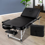 Zenses 70cm Wide Portable Aluminium Massage Table 3 Fold Treatment Beauty Therapy Black