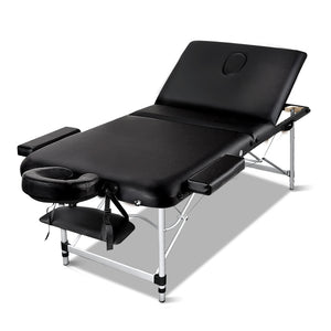 Zenses 3 Fold Portable Aluminium Massage Table - Black