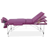 Zenses 3 Fold Portable Aluminium Massage Table Massage Bed Beauty Therapy Purple 75cm