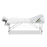 Zenses 70cm Wide Portable Aluminium Massage Table 3 Fold Treatment Beauty Therapy White