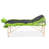 Zenses 3 Fold Portable Wood Massage Table - Black & Lime