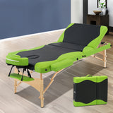 Zenses 3 Fold Portable Wood Massage Table - Black & Lime