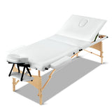 Zenses 3 Fold Portable Wood Massage Table - White