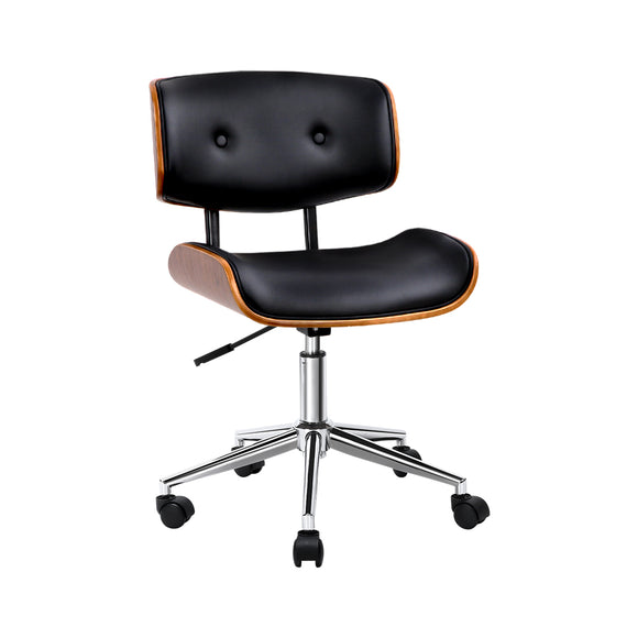 Artiss Wooden & PU Leather Office Desk Chair - Black