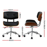 Artiss Wooden & PU Leather Office Desk Chair - Black