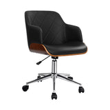 Artiss Wooden Office Chair Computer PU Leather Desk Chairs Executive Black Wood