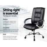 Executive PU Leather Office Desk Computer Chair - Black