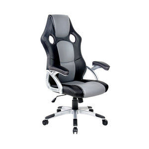 PU Leather Racing Style Office Desk Chair - Black & Grey