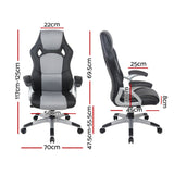 PU Leather Racing Style Office Desk Chair - Black & Grey