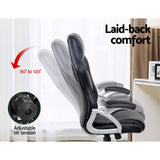 PU Leather Racing Style Office Desk Chair - Black & Grey