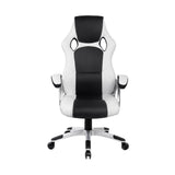 PU Leather Racing Style Office Desk Chair - Black &White