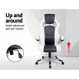 PU Leather Racing Style Office Desk Chair - Black &White