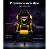 Artiss Office Chair Computer Desk Gaming Chair Study Home Work Recliner Black Yellow