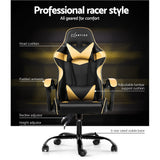 Artiss Office Chair Gaming Chair Computer Chairs Recliner PU Leather Seat Armrest Black Golden