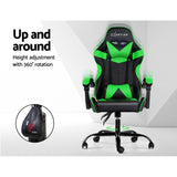 Artiss Office Chair Gaming Chair Computer Chairs Recliner PU Leather Seat Armrest Black Green