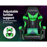 Artiss Office Chair Gaming Chair Computer Chairs Recliner PU Leather Seat Armrest Black Green