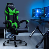 Artiss Office Chair Gaming Chair Computer Chairs Recliner PU Leather Seat Armrest Black Green