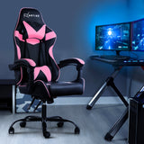 Artiss Office Chair Gaming Chair Computer Chairs Recliner PU Leather Seat Armrest Black Pink